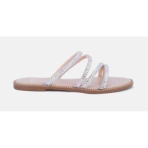 Novo Starry Sliders, Nude, Diamonte Straps, Flats, Shoe Size 7